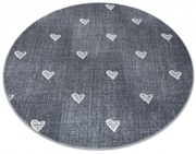 Koberec HEARTS kruh Jeans - sivý