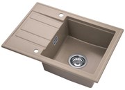 Gamma Modern 6040, 1-komorový granitový drez 580x420x185 mm s krátkym odkvapkávačom, béžová, GMA-ZM-6040-B