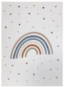 Koberec BONO 8302 dúha / srdcia, krémový / hnedý