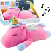 LEAN Toys Plyšový jednorožec na spanie Plyšový projektor Zvuk Hluk Ružová