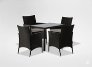 Garden Line SÚPRAVA RATANOVÉHO NÁBYTKU (STÔL + 4 STOLIČKY) HNEDÁ + BEŽOVÁ. POD. *1708