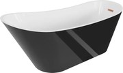 Mexen Alta, voľne stojaca vaňa 170 x 75 cm, biela-čierna, zlatý prepad, 52141707575-G