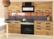 Kuchynská linka Belini 160 cm dub wotan s pracovnou doskou Kompakto2  TOR KOMPAKTO2/2/WT/DW/0/B1