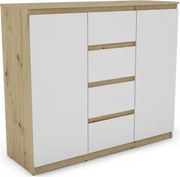 Široká komoda so 4 zásuvkami Carlos, dub artisan/biela, 120 cm%