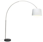 Oceľová oblúková lampa s bielym textilným tienidlom 45 cm - XXL
