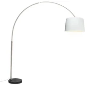 Oceľová oblúková lampa s bielym textilným tienidlom 45 cm - XXL