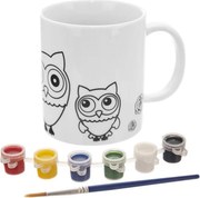 Porcelánový hrnček SOVA s farbami a štetcom, 380 ml