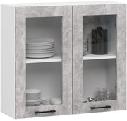 Závěsná kuchyňská skříňka OLIVIE W 80x72 cm matná bílá/beton