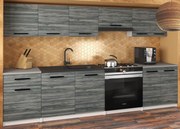 Kuchynská linka Belini 240 cm šedý antracit Glamour Wood s pracovnou doskou Uniqa2 TOR UNIQA2/5/WT/GW1/0/B1