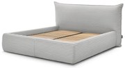 Svetlosivá čalúnená dvojlôžková posteľ s úložným priestorom a roštom 160x200 cm Jade – Bobochic Paris