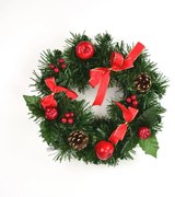 Vianočný venček s červenou mašľou Cora, 25 cm