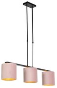 Závesné svietidlo s plyšovými tienidlami ružové so zlatom 20 cm - Combi 3 Deluxe