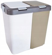 Bielo-béžový plastový odpadkový kôš na triedený odpad 2x20 l Duo Dust – Orion