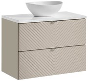 Závěsná skříňka Viva Cashmere s deskou a umyvadlem 80 cm kašmír/bílá