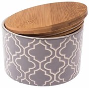 Keramická dóza s bambusovým vekom, sivá