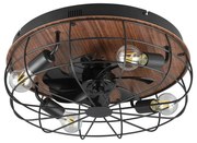 Matne čierne/hnedé stropné svietidlo na diaľkové ovládanie/s ventilátorom Trondheim – Trio