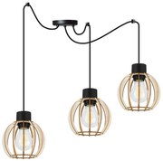 Závesné svietidlo Timber Spider 8, 3x drevené tienidlo