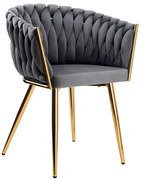 Jedálenská stolička COFTON zamatová, zlatá / grafitová
