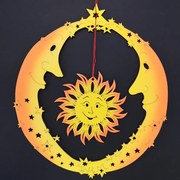 AMADEA Drevená ozdoba dva mesiace so slnkom, farebná, na zavesenie, výška 20 cm