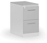 Kovová zásuvková kartotéka PRIMO s drevenými čelami A4, 2 zásuvky, biela/sivá