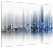 Obraz - Panoráma mesta, modro-šedé (70x50 cm)