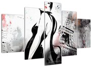 Obraz - Lady a Eiffelova veža (150x105 cm)