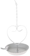 Závesné kovové krmítko Bird´s heart bílá, 18 x 21cm