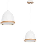 Závesné svietidlo Studio, 1x drevené/biele kovové tienidlo, (fi 21cm), w/br