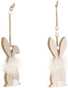 Závesný drevený zajko FLUFFY BUNNY 12 cm - viac variantov