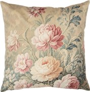 Béžový dekoratívny vankúš s kvetmi Country Style - 45*45*4 cm