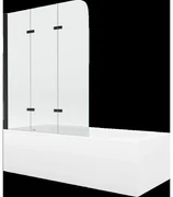 Mexen Vega obdĺžniková vaňa 150 x 70 cm s obkladom a 3-krídlovou sprchovou zástenou 120 cm, transparentnéné, čierna