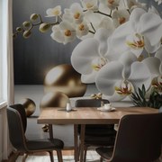 Fototapeta - Orchidea a zlaté gule (147x102 cm)