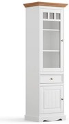 PROXIMA.store - Rustikálna vitrína ľavá 2s.1 - BELLUNO ELEGANTE FARBA: biela - dub