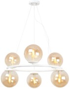 Závesné svietidlo Paris, 6x medové sklenené tienidlo, W, O