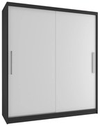 Šatníková skriňa 133 cm Belini čierny mat / biely mat s posuvnými dverami  SI SZP2/2/B/W/0/AL
