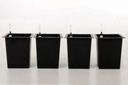 4-set hranatých plastových vložiek so samozavlažovacím setom, 32*29*29 cm, čierny