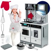 Moderná detská drevená kuchyňa + doplnky | šedá