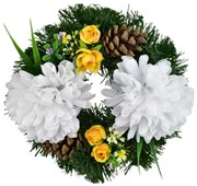 Dušičkový venček Biele chryzantémy, 20 cm