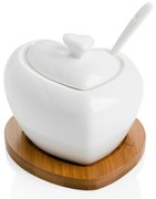 Porcelánová cukornička s lyžičkou a bambusovou podložkou Brandani Heart