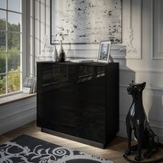 KOMODA MARION ČIERNÝ LESK / ČIERNA ÚCHYTKA LED 95