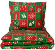 Bavlnené posteľné obliečky - motív Vianočný Patchwork - 100% bavlna renforcé - 70 x 90 cm + 140 x 200 cm