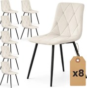 Sada ôsmich jedálenských stoličiek MILO zamatové, béžové / čierne nohy (8 ks)