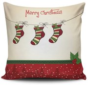 Vánoční dekorační polštář JIVE III 43x43 cm krémový/červený