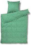 Zelené obliečky na jednolôžko z bavlneného saténu 140x200 cm Pleasantly - JUNA