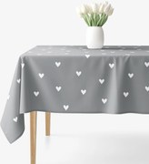 Goldea hranatý obrus 100% bavlnené plátno - srdiečka na sivom 80 x 80 cm