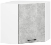 Rohová závěsná kuchyňská skříňka Olivie W 60 cm bílá/beton