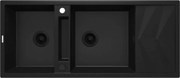 Deante Magnetic, 2-komorový granitový drez s odkvapkávačom 1160x500x224 mm, čierna matná, DEA-ZRM_N213