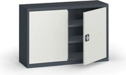 Plechová policová skriňa METAL, 800 x 1200 x 400 mm, 2 police, grafit / sivá
