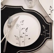 27-dielna jedálenská súprava, biela/čierna, porcelán