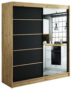 Skriňa Halifax V2 200 Dub Artisan/čierna/Zrkadlo